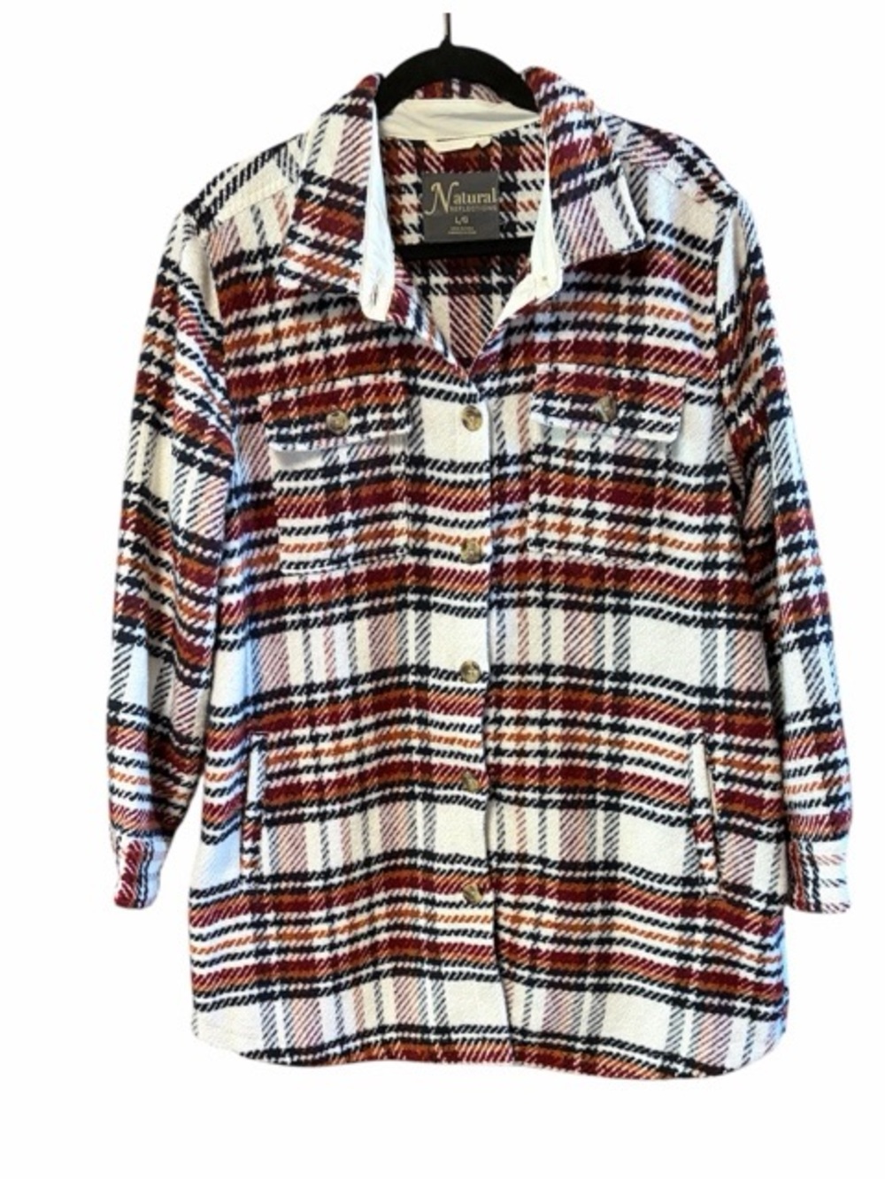 Natural Reflections Plaid Button Front Shacket